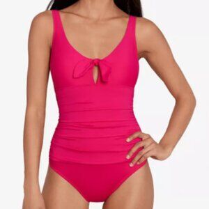 NWT! Ralph Lauren Passionfruit Tie Front Slimming One Piece Swimsuit NEW!